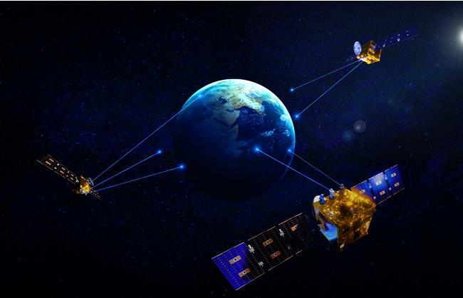 ワープスペースの「WarpHub InterSat」 小型光中継衛星群（イメージ）