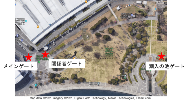 横浜開港祭2021における会場と人数カウントシステム設置場所