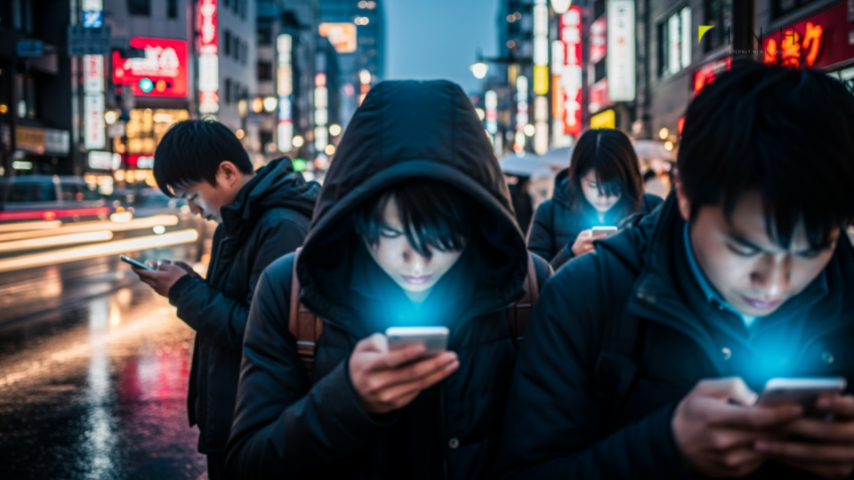 ドコモ、eSIM再発行手数料を一部返金へ。都市の中でスマートフォンを使用する人々のシーンを描写。