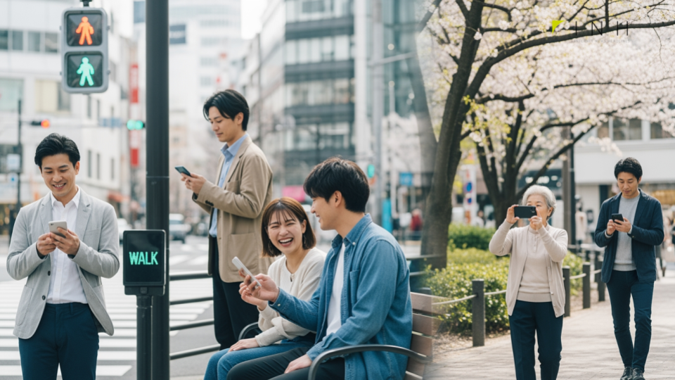 povoが月額190円からスマホ保険を開始。人々が日常的にスマホを使っている現代的な風景を描写した画像。
